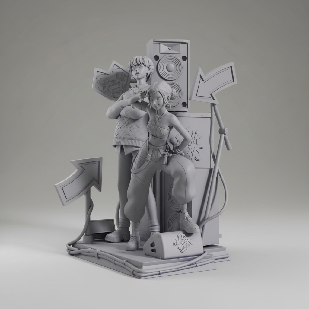 Figurine Zoey et Baby Saja à peindre Figurine Kpop Demon Hunters Figurine Anime Netflix