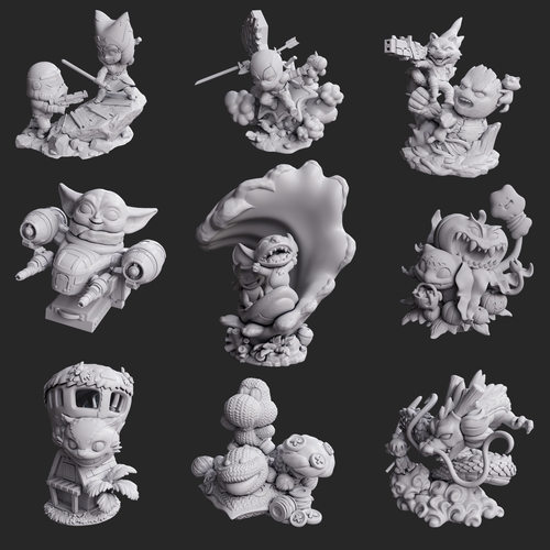 3 figurines à peindre chibis