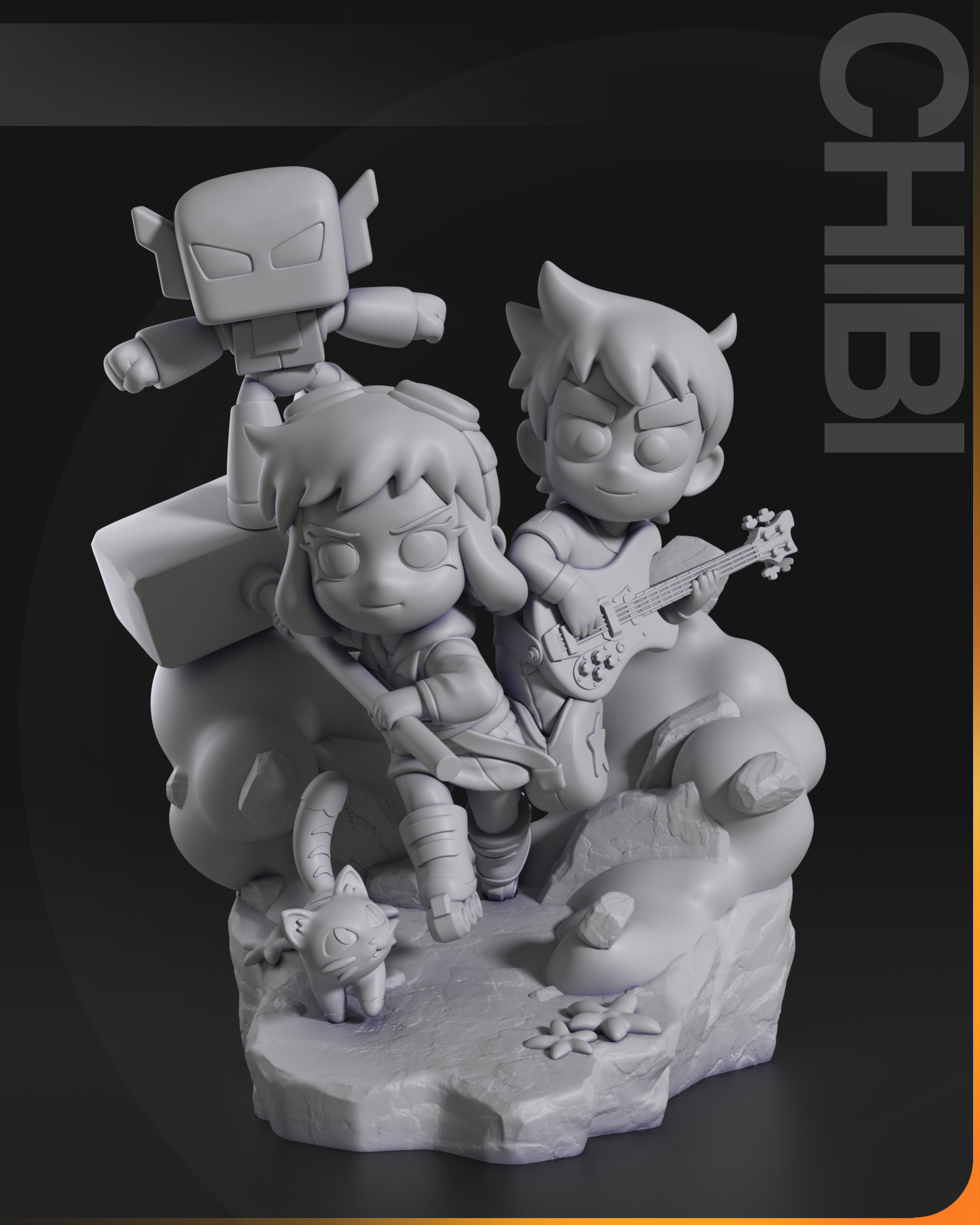 Figurine à peindre Ramona et Scott Pilgrim Anime Comics Netflix Serie