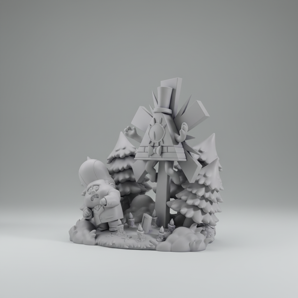 Figurine Bill Cipher Gravity Falls chibi à peindre