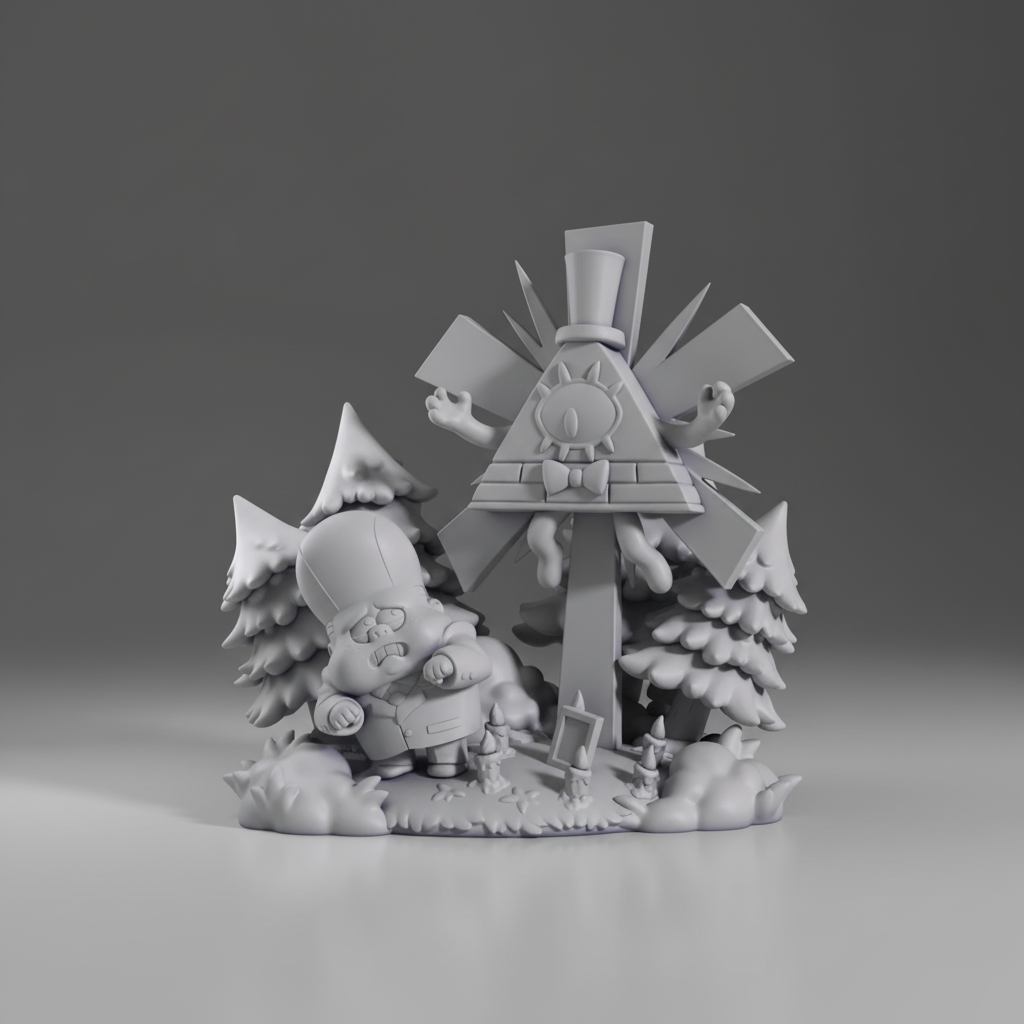 Figurine Bill Cipher Gravity Falls chibi à peindre