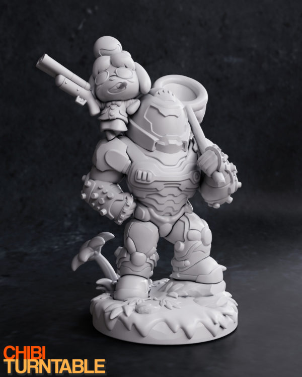 Figurine Isabelle X Doom Slayer à peindre Doom crossing Animal crossing Doom eternal Doom Guy jeux video